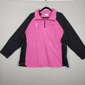 Columbia 3X 1/4 Zip Fleece Pullover Black Pink Colorblock Breast Cancer Ribbon